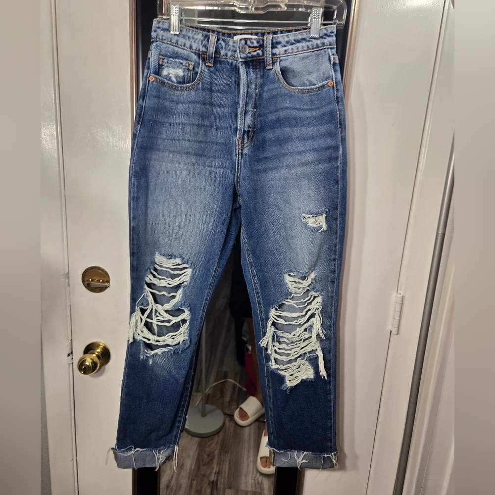Cello Junior's High Rise Distressed Jeans Sz 3